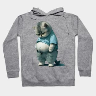 Funny Fat Cat Art, Fat Kitten Cat Lover, Cute Cat Hoodie